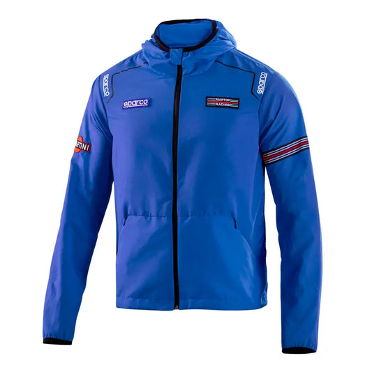 Sparco WINDSTOPPER MARTINI RACING Blauw – Lichtgewicht Waterafstotende Jas met Iconische Martini Racing Details