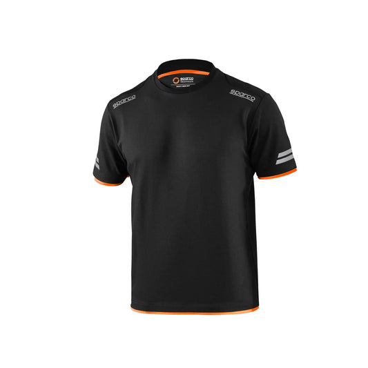 Sparco TUCSON T-shirt Zwart-Oranje – Technisch Werkshirt met Reflecterende Details