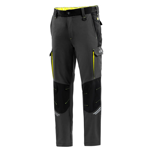 Sparco OREGON Werkbroek Grijs-Geel – Technische Stretch Werkbroek met Knieversteviging