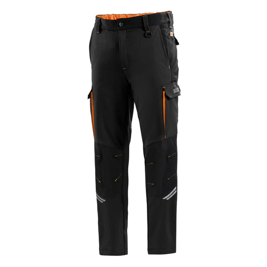 Sparco OREGON Werkbroek Zwart-Oranje – Technische Stretch Werkbroek met Knieversteviging