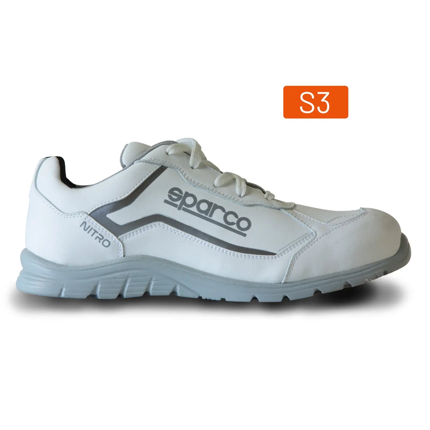 Sparco NITRO HANNU – Witte veiligheidsschoen S3L met waterafstotend leer en ultraflexibele PU-zool