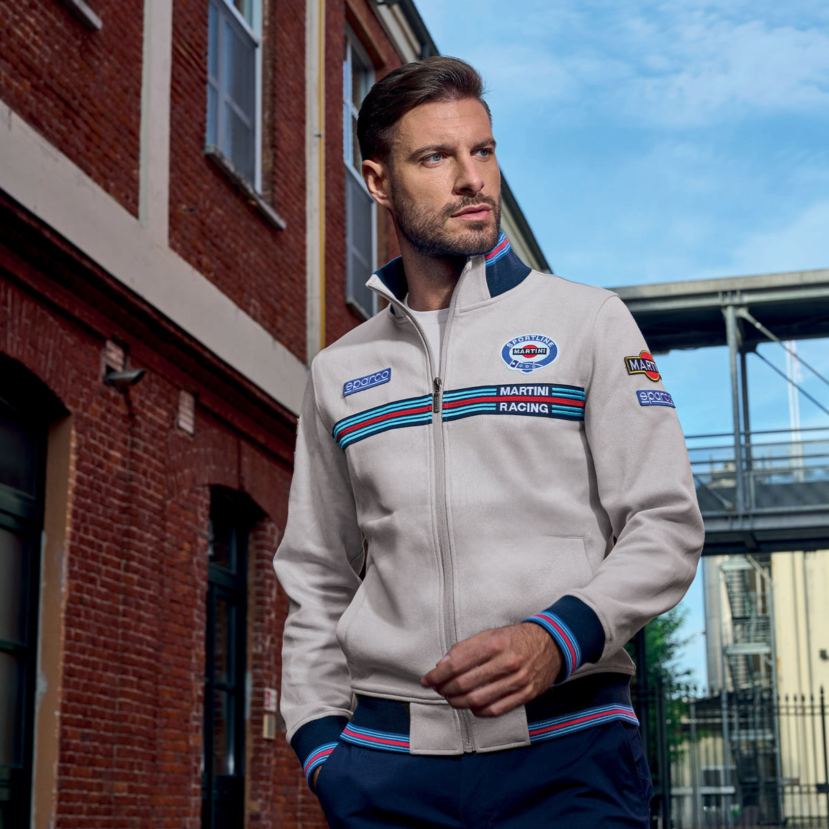 Sparco Full Zip Martini Racing Sweater - Grey