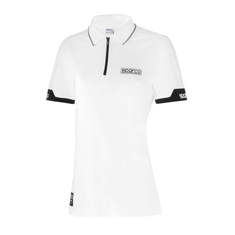 Sparco Poloshirt Zip Dames MY2024 013036L Poloshirt Lifestyle Wit/Marineblauw/Zwart XS-L - Detail