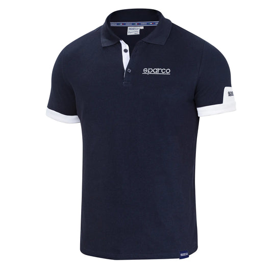 Sparco Poloshirt Corporate 01322 Poloshirt Lifestyle Wit/Marineblauw/Zwart S-XXL - Zijaanzicht