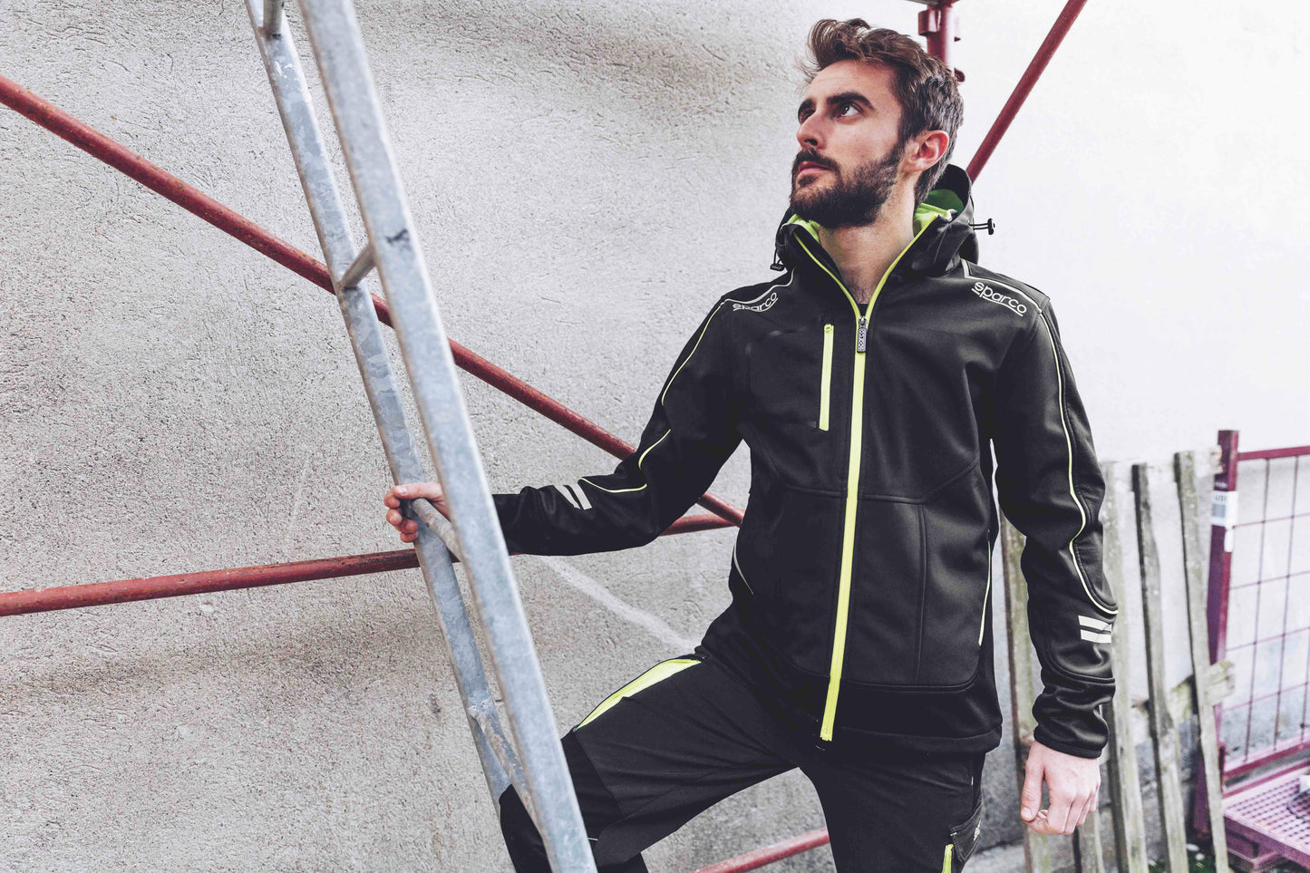 Softshell Jas met capuchon - YORK - Grijs, Geel