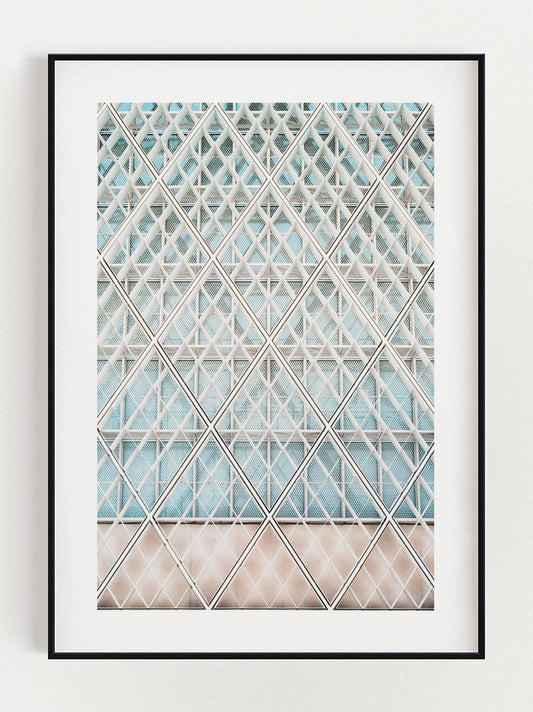 Blue & Pink Building Poster