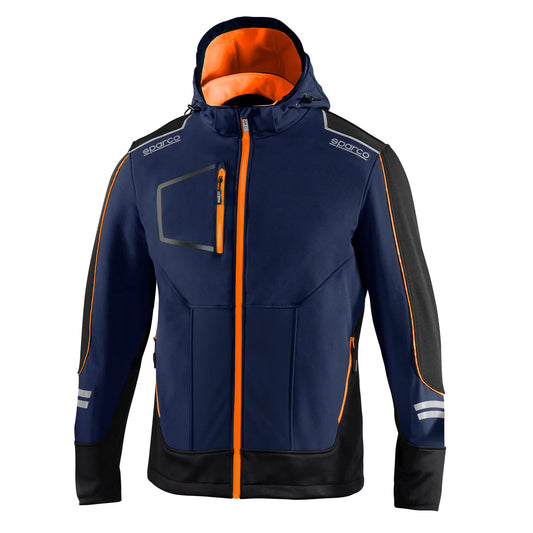 Softshell Jas met capuchon - YORK - Blauw, Oranje