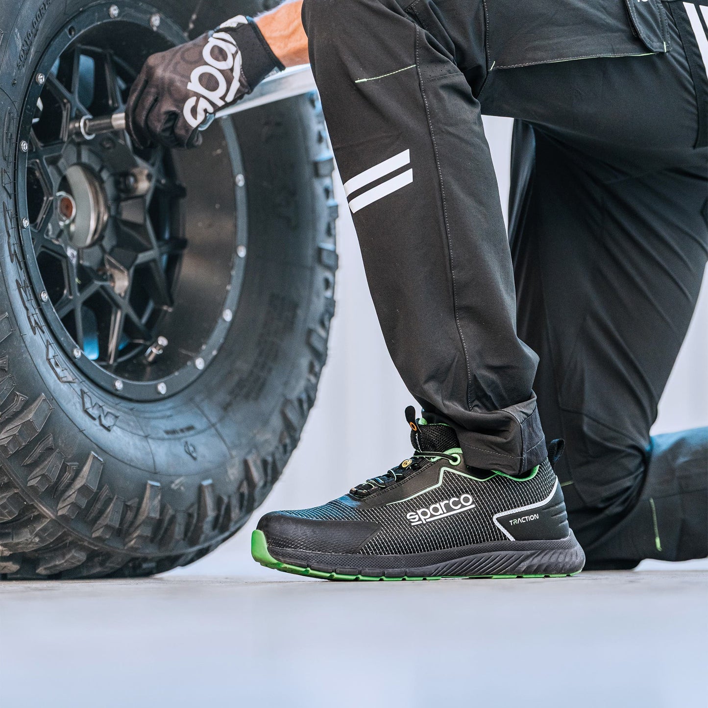 Sparco – Traction Sanyo S1PS SR FO HRO – Work Shoes – Black/Green