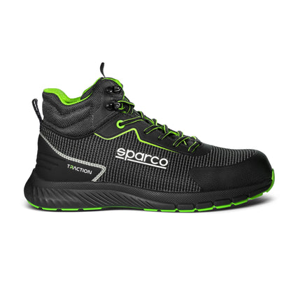 Sparco Werkschoenen S3S - Traction Naoki - Zwart/Groen - Maat 38-48