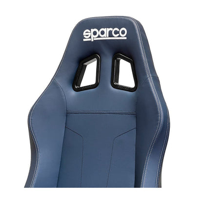 Sparco Coach Gamestoel en Bureaustoel Marineblauw/Grijs - Detail hoofdsteun met logo