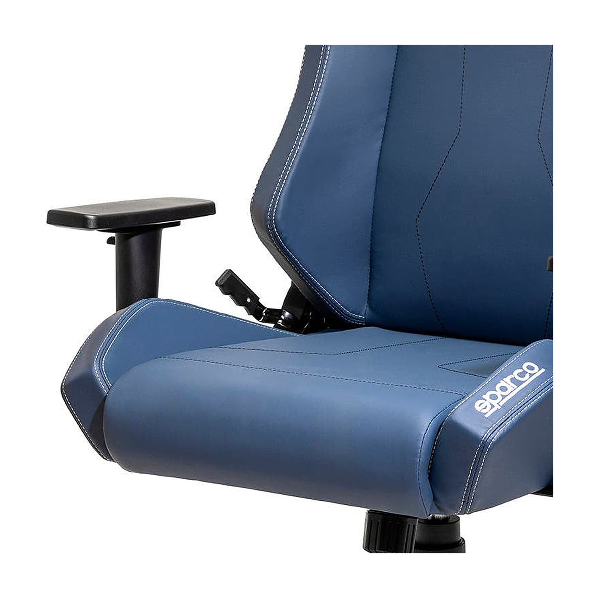 Sparco Coach Gamestoel en Bureaustoel Marineblauw/Grijs - Detail 2D-armleuning en zitting