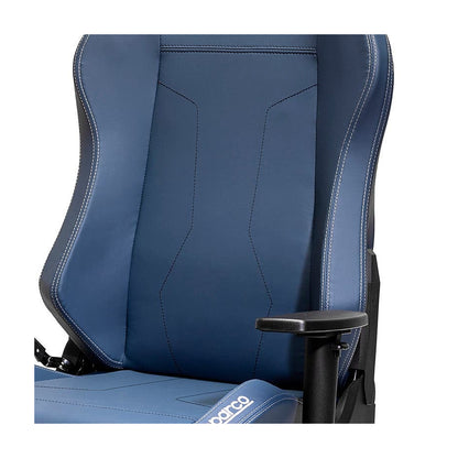 Sparco Coach Gamestoel en Bureaustoel Marineblauw/Grijs - Detail rugleuning met lendensteun en stiksels