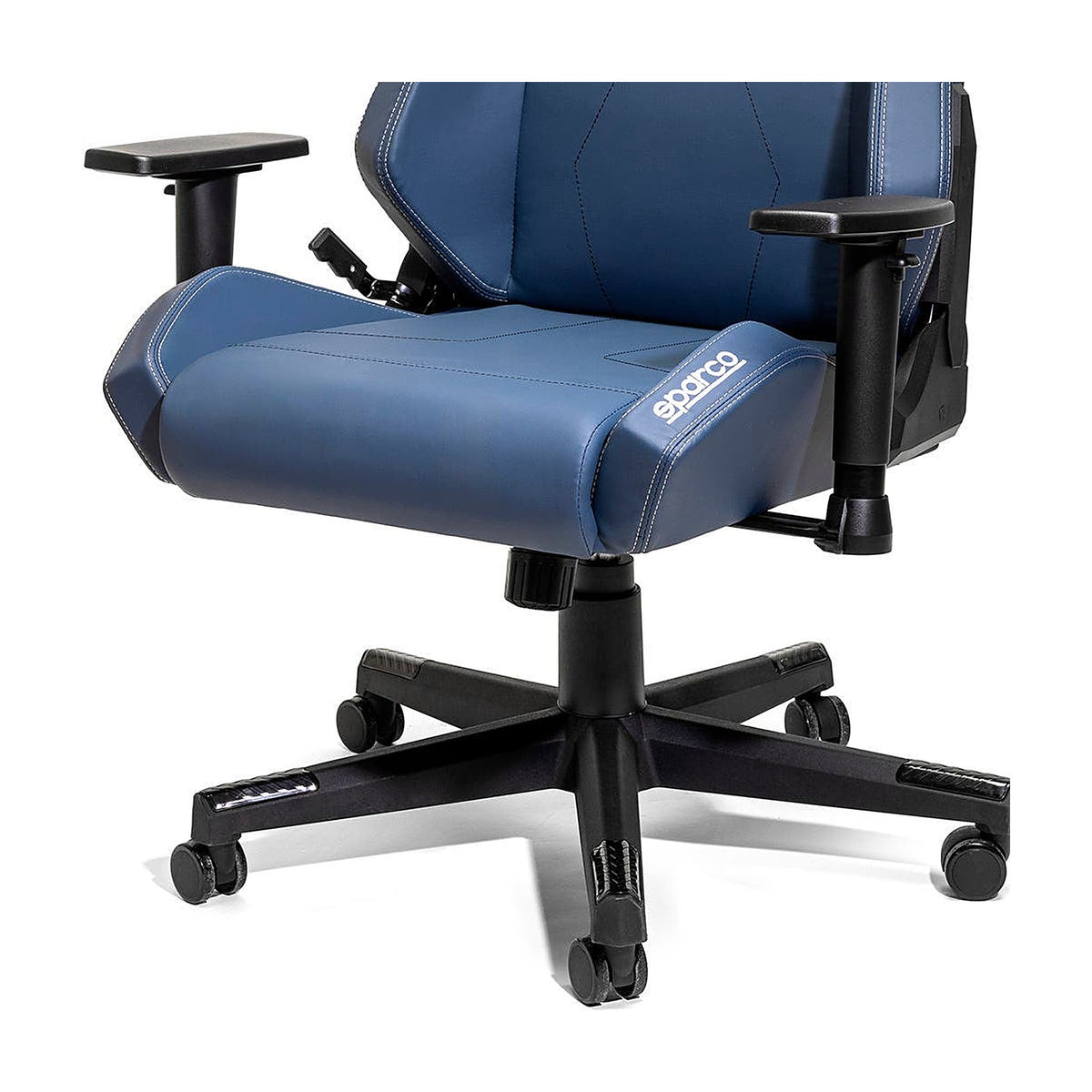 Sparco Coach Gamestoel en Bureaustoel Marineblauw/Grijs - Detail onderstel met gasveer en wielen