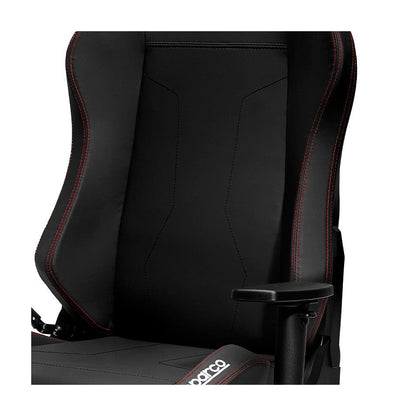 Sparco Coach Gamestoel en Bureaustoel Zwart/Rood - Detail rugleuning met lendensteun en stiksels