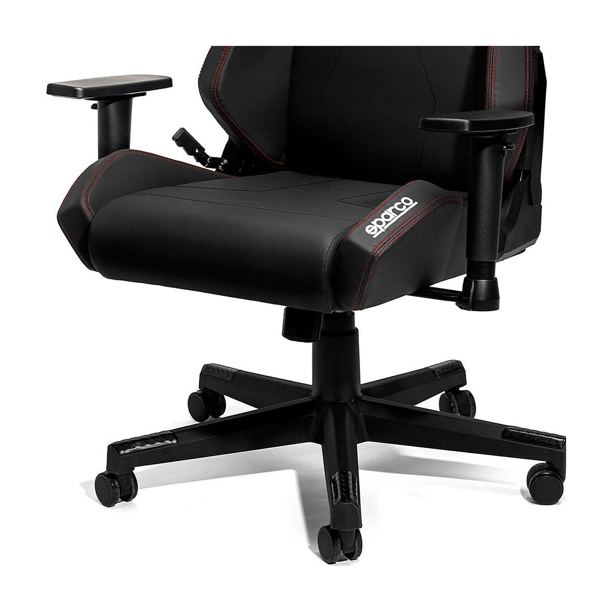 Sparco Coach Gamestoel en Bureaustoel Zwart/Rood - Detail onderstel met gasveer en wielen