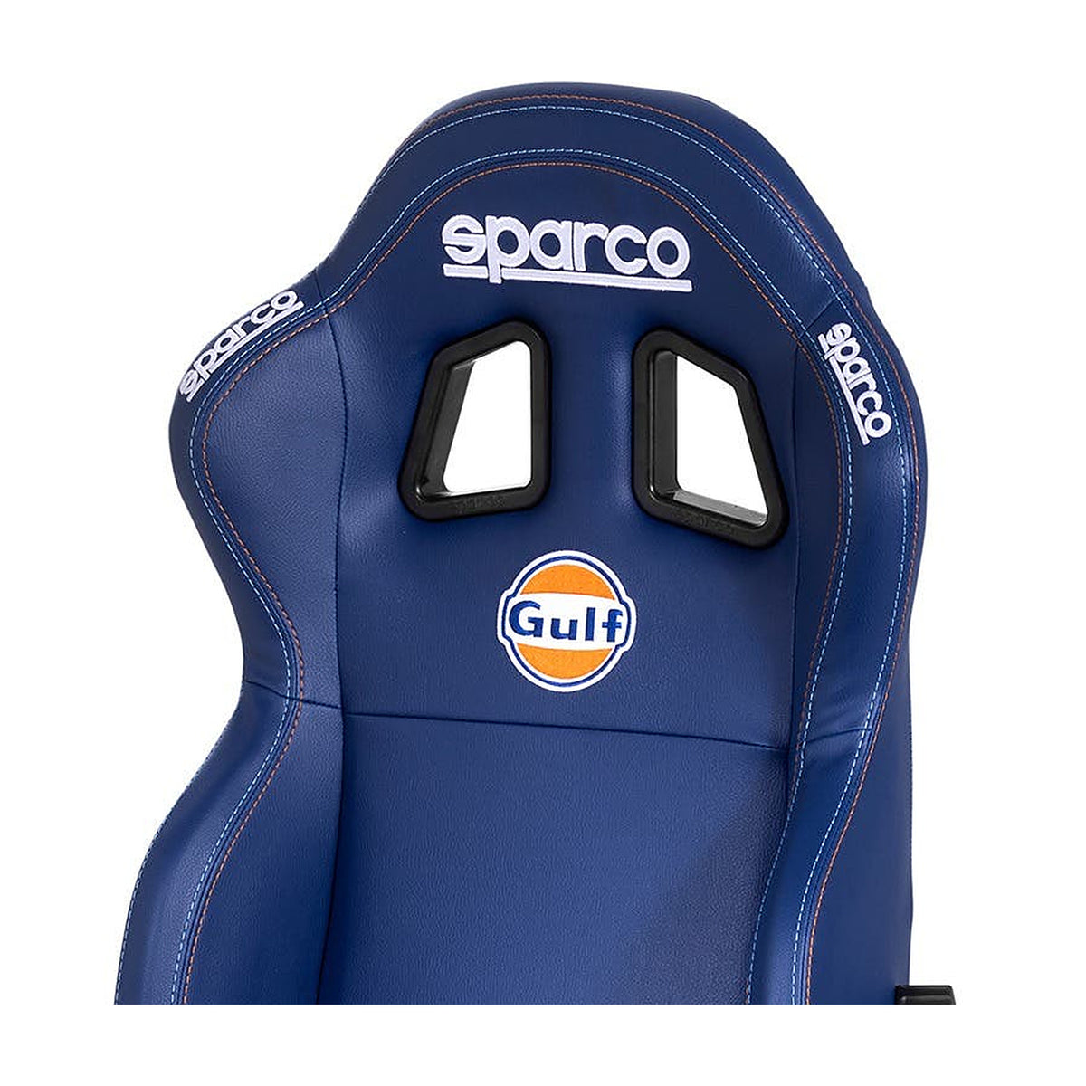 Sparco Icon Gulf Gamestoel en Bureaustoel Marineblauw - Detail hoofdsteun met logo
