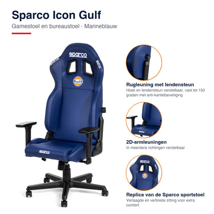 Sparco Icon Gulf Gamestoel en Bureaustoel Marineblauw - Infographic kenmerken