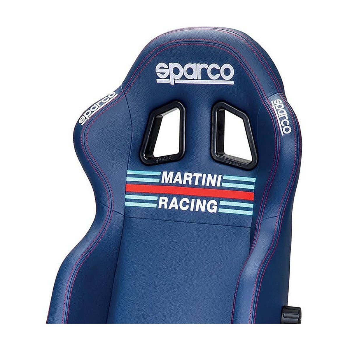 Sparco Icon Martini Racing Gamestoel en Bureaustoel Marineblauw - Detail hoofdsteun met logo