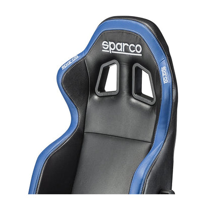 Sparco Icon Gamestoel en Bureaustoel Zwart/Blauw - Detail hoofdsteun met logo