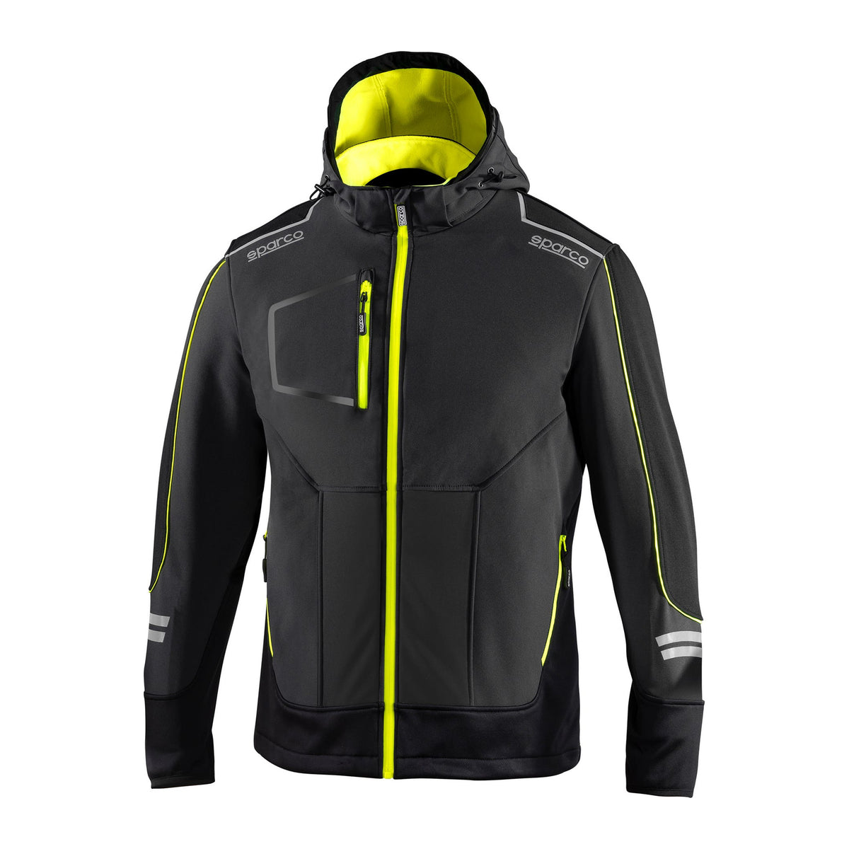 Sparco Tech York Softshell Jas Grijs/Geel - Voorkant