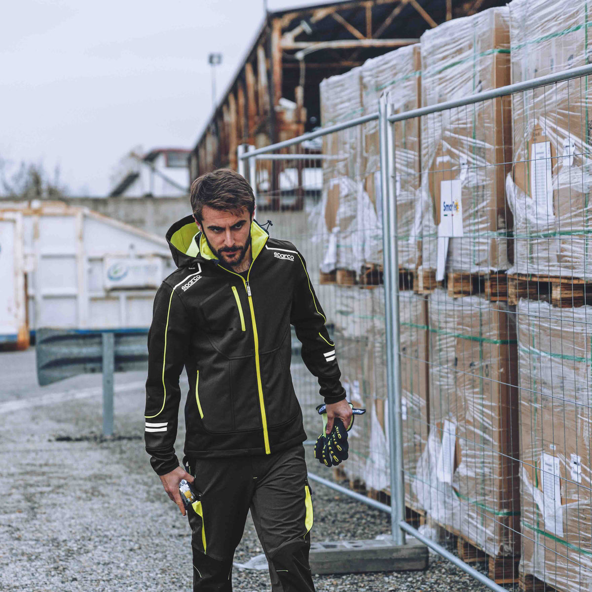 Sparco Tech York Softshell Jas Grijs/Geel - Sfeerfoto