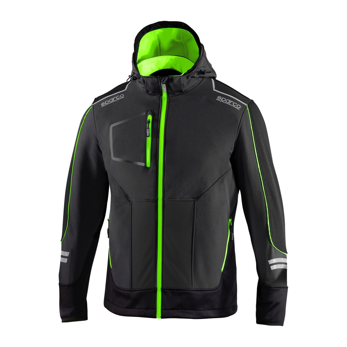 Sparco Tech York Softshell Jas Grijs/Groen - Voorkant