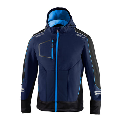 Sparco Tech York Softshell Jas Marineblauw/Lichtblauw - Voorkant