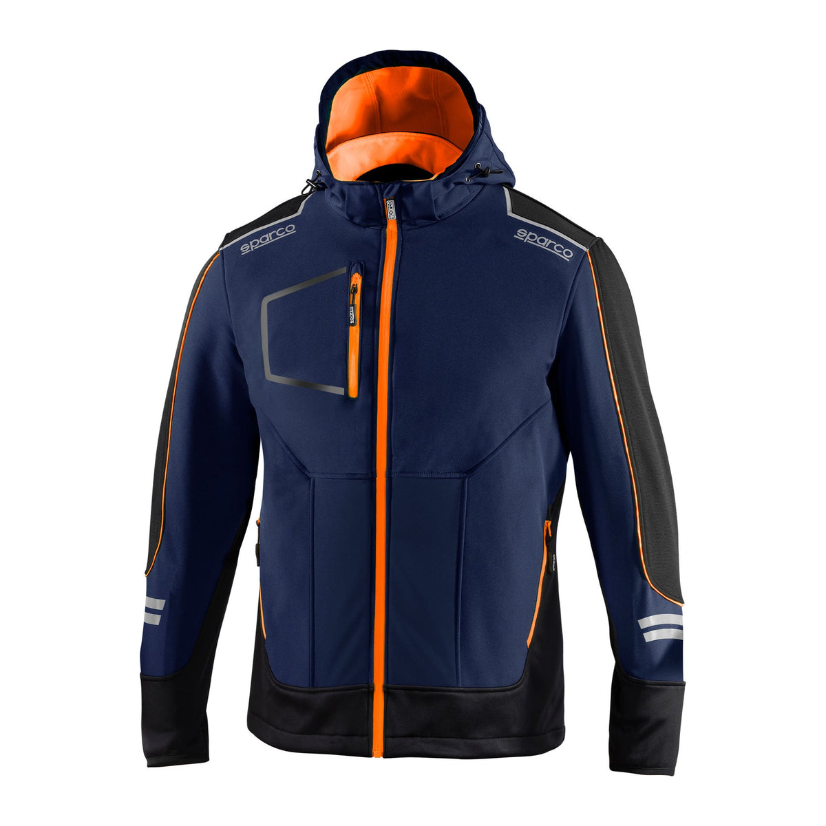 Sparco Tech York Softshell Jas Marineblauw/Oranje - Voorkant