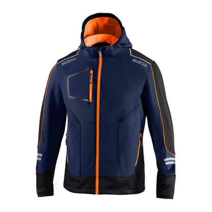 Sparco Tech York Softshell Jas Marineblauw/Oranje - Voorkant