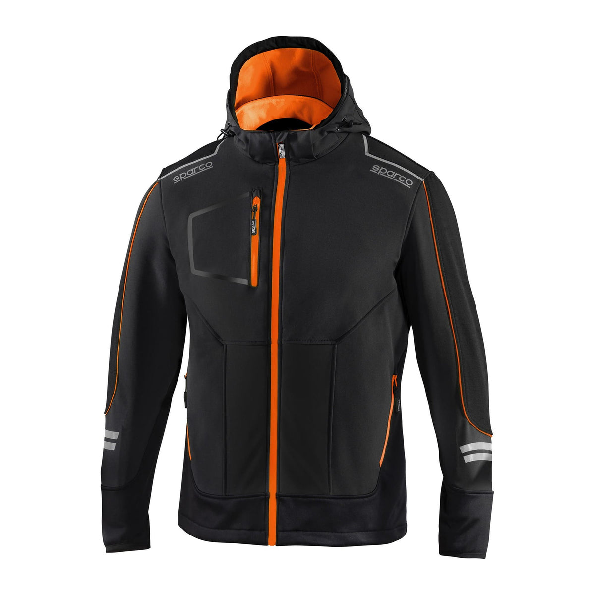 Sparco Tech York Softshell Jas Zwart/Oranje - Voorkant